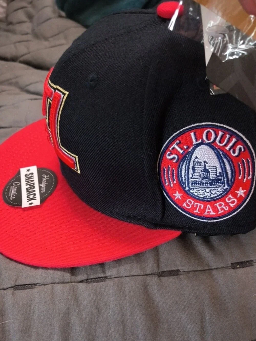 STL Embroidered Snapback Youth- Black & Red